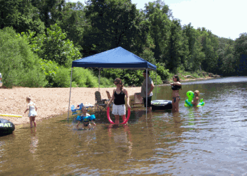 Make sure to bring your sunscreen as the sun can shine bright on the gravel bar.